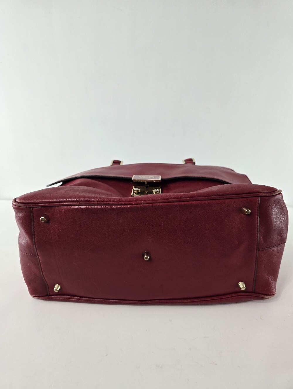 Anya Hindmarch Carker Satchel Red Leather Front Flap Pocket Handbag Bag Purse - Picture 6 of 15